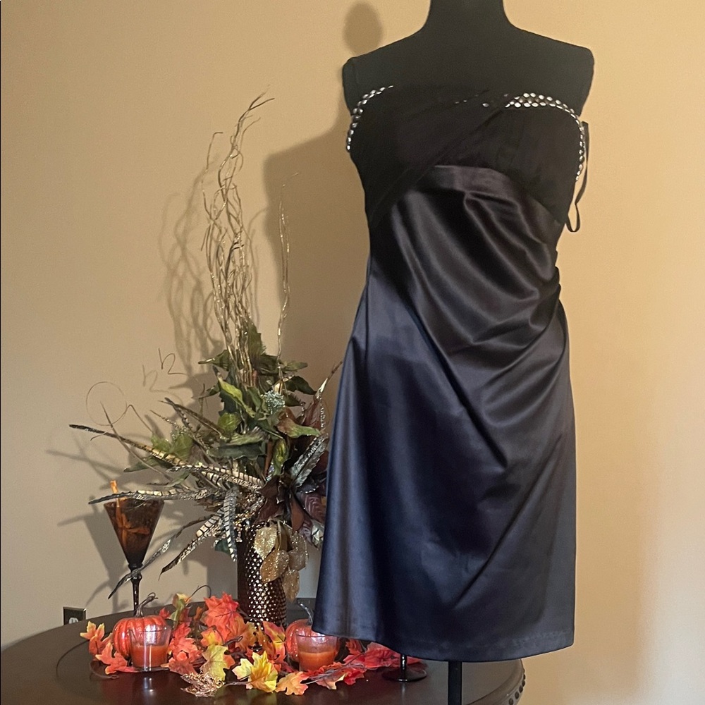 Elegant Black Satin Dress